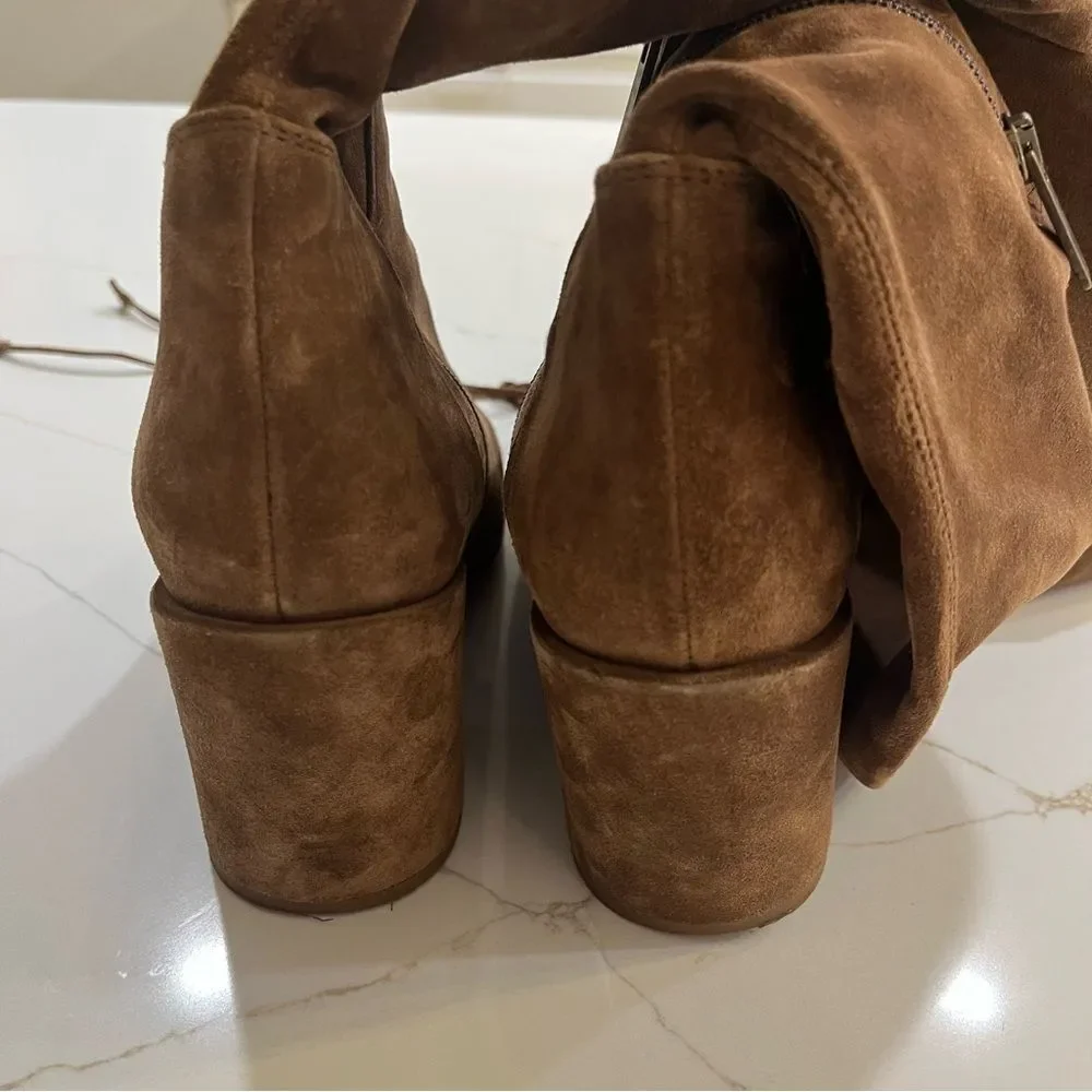 Aquatalia Walnut Suede Over the Knee Boots